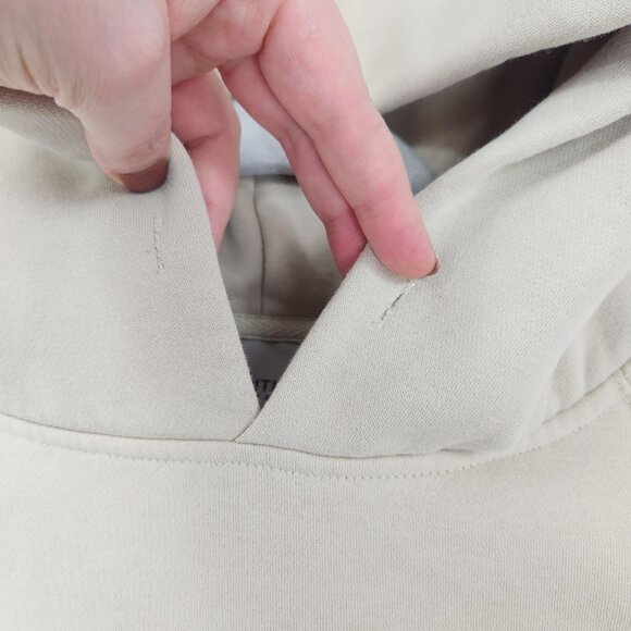 Fear Of God Essentials Hoodie Men Medium Desert Cream Cotton Pullover Sweatshirt - Picture 8 of 14
